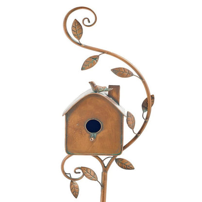 Abstract Birdhouse Garden Stake