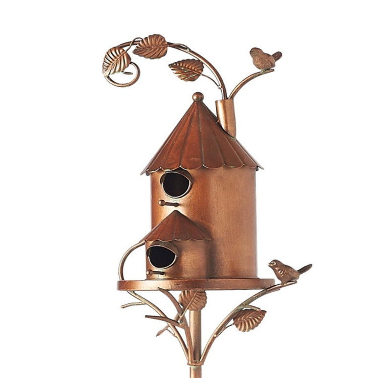 Abstract Birdhouse Garden Stake